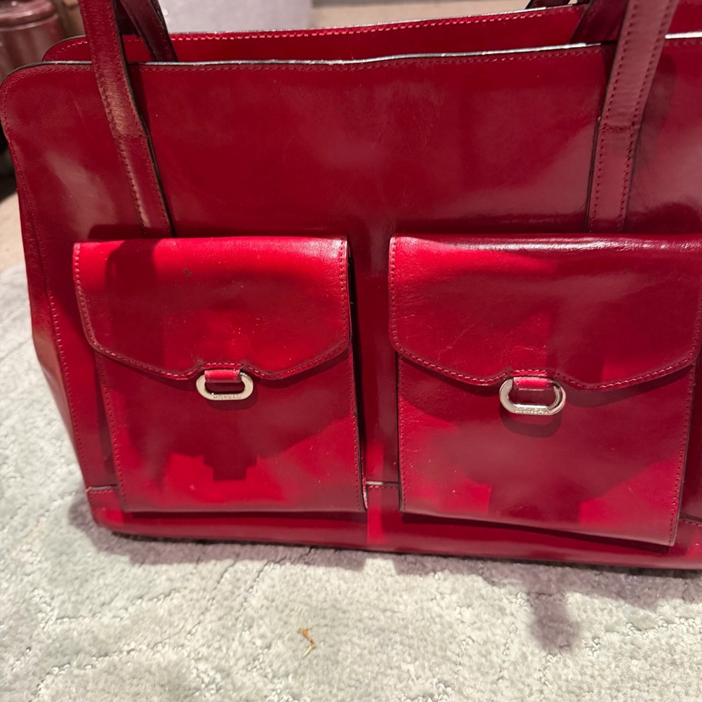 Vintage Monsac Originals Red Italian leather tote bag